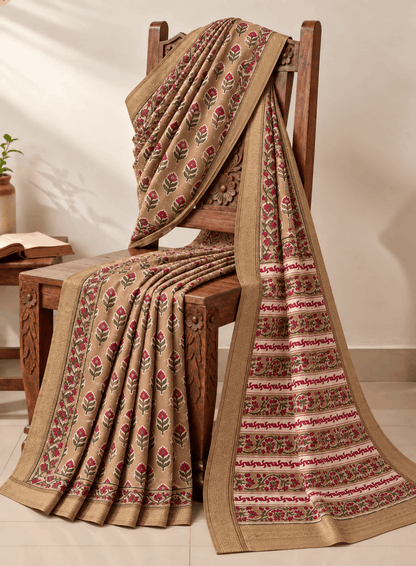 Luxury Sanganeri Print Maheshwari Silk Saree (BSMS07)