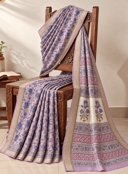 Royal Sanganeri Print Maheshwari Silk Saree (BSMS08)