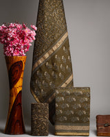 Premium Bagru Hand Block Print Chanderi Silk Suit Dupatta (BSCHACH13)