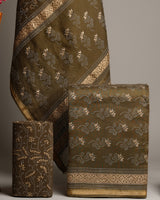 Premium Bagru Hand Block Print Chanderi Silk Suit Dupatta (BSCHACH13)