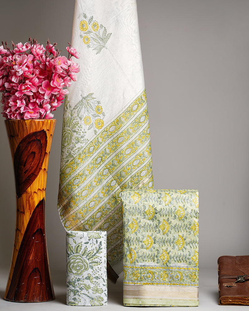 Bagru Print Maheshwari Silk Suit Set