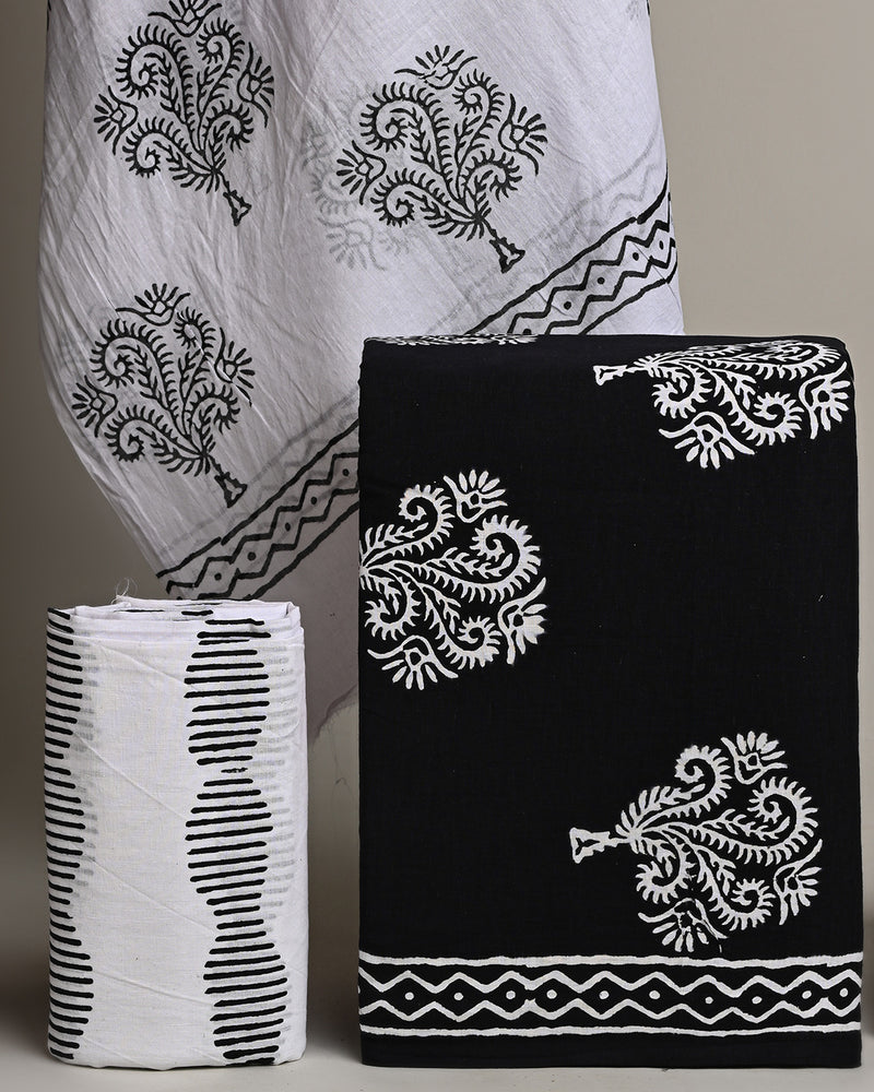 Hand Painted Cotton Suit With Cotton Dupatta