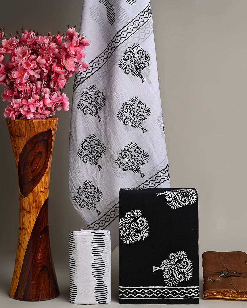 Hand Painted Cotton Suit With Cotton Dupatta