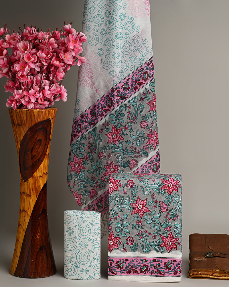 Sober Cotton Suit With Cotton Dupatta