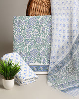 Hand Block Printed Cotton Suit With Chiffon Dupatta