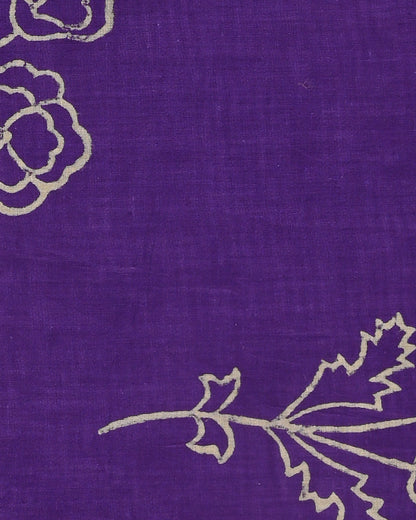 Premium Purple Hand Block Printed Cotton Suit With Chiffon Dupatta (BSCOTCH66)