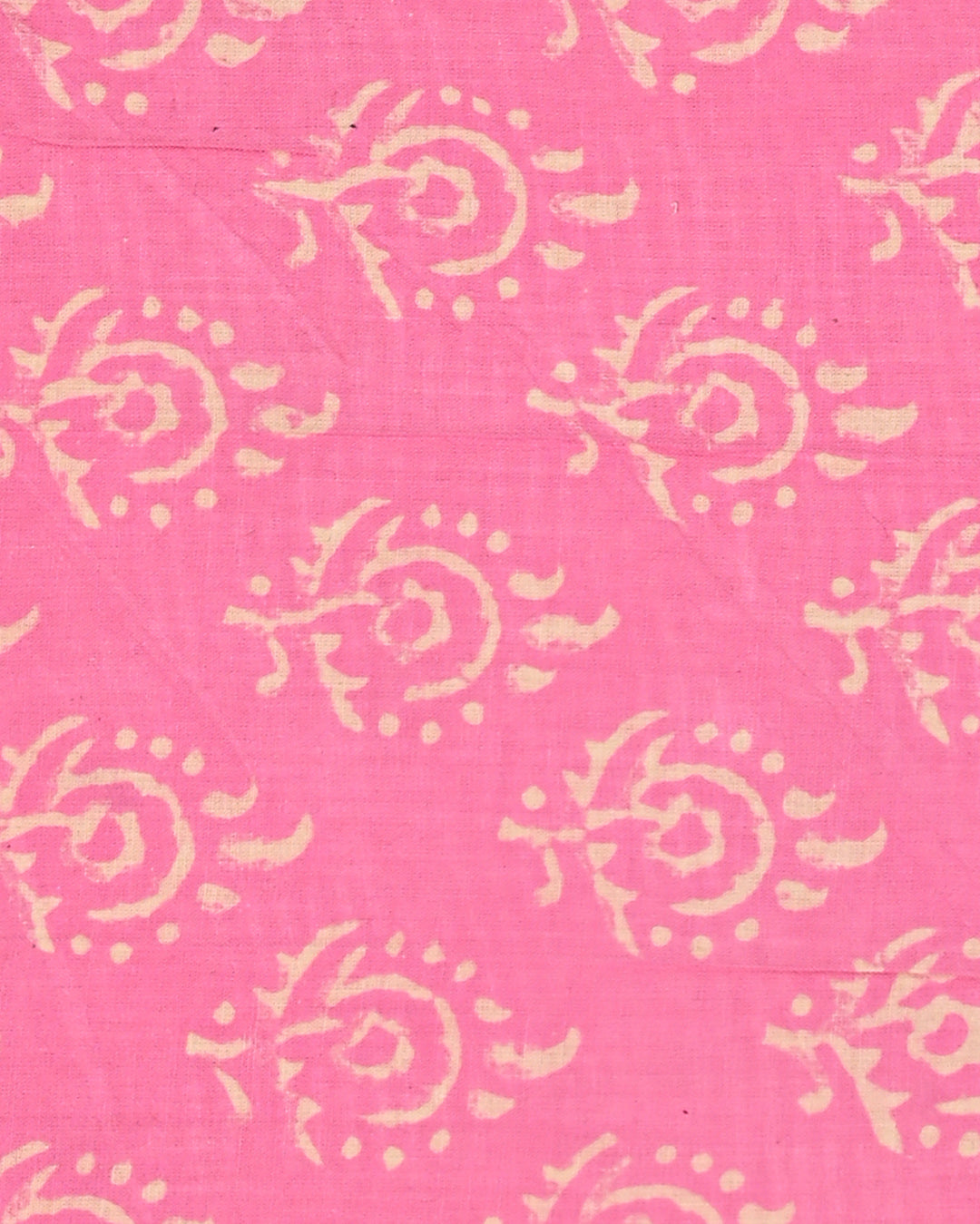 Premium Pink & golden Floral Sanganeri Print Cotton Suit With Chiffon Dupatta (BSCOTCH63)