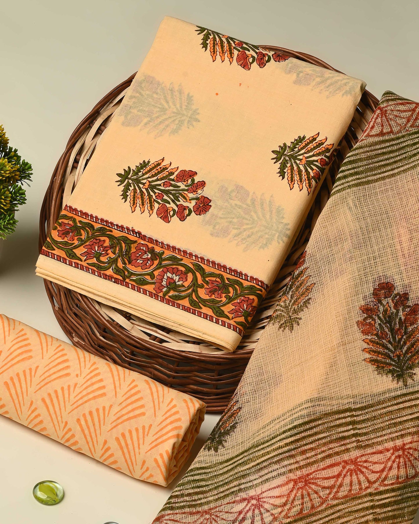Premium Hand Block Printed Cotton Suit With Kota Doria Dupatta BSCOTKO16