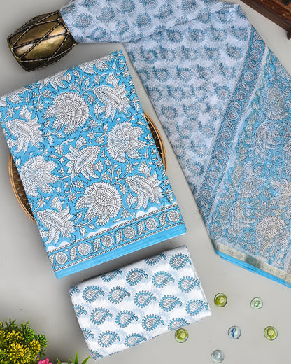Exclusive Hand Block Printed Cotton Suit With Kota Dupatta BSCOTKO57