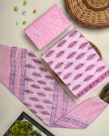 Shop Hand Block Printed Cotton Suit With Cotton Duptta Bagrustore