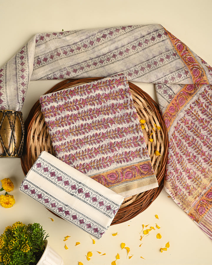 Elegant Sanganeri Print Chanderi Silk Suit Set (BSCHACH14)