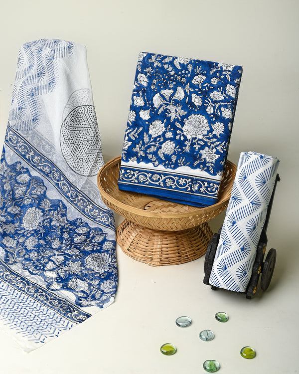 Premium Hand Block Sanganeri Print Cotton Suit With Chiffon Dupatta (BSCOTCH36)