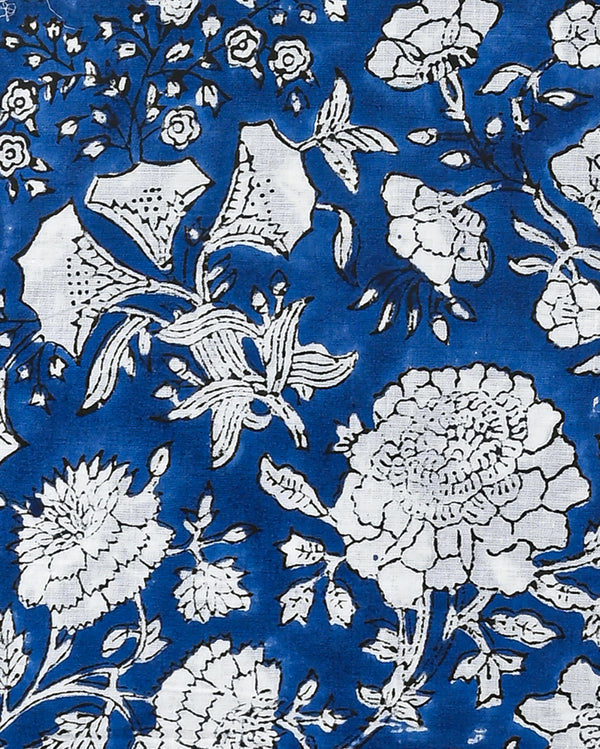 Premium Blue With White Floral Sanganeri Print Cotton Suit With Chiffon Dupatta (BSCOTCH36)