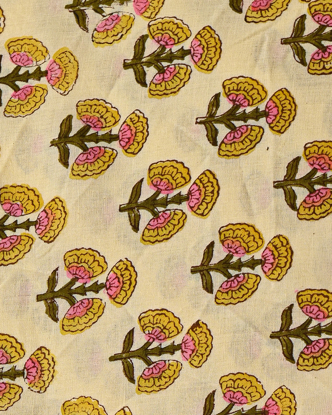 Yellow Hand Block Print Cotton Suit Sets With Cotton Dupatta CFCOTMU28
