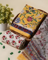 Hand Block Print Cotton Suit With Kota Dupatta