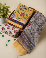 Hand Block Print Cotton Suit With Kota Dupatta