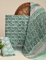 Premium Floral Sanganeri Print Cotton Suit With Chiffon Dupatta (BSCOTCH44)