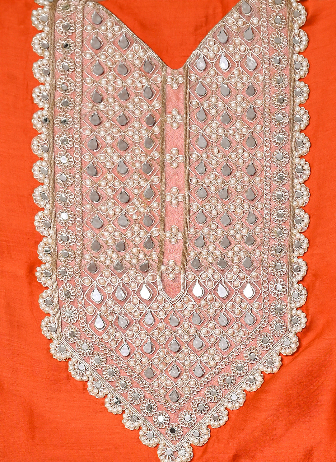 Noorani sheesha chanderi unstitched suit set (BSSECH04)