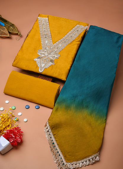 Zafrani noor chanderi suit set (BSSECH08)