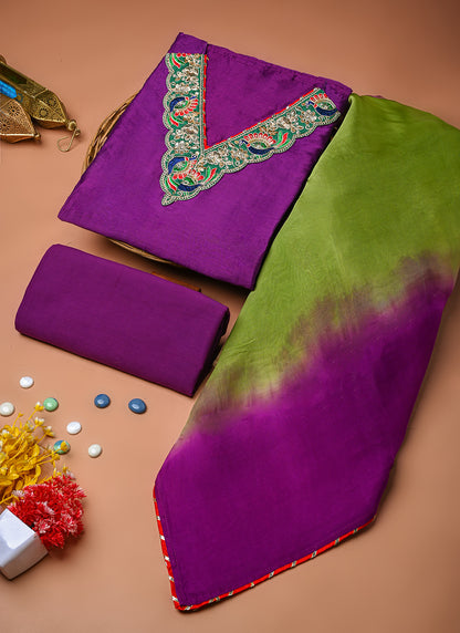Noor-e-mor chanderi suit set (BSSECH10)