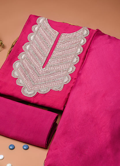 Shahi scallop chanderi unstitched suit set (BSSECH05)