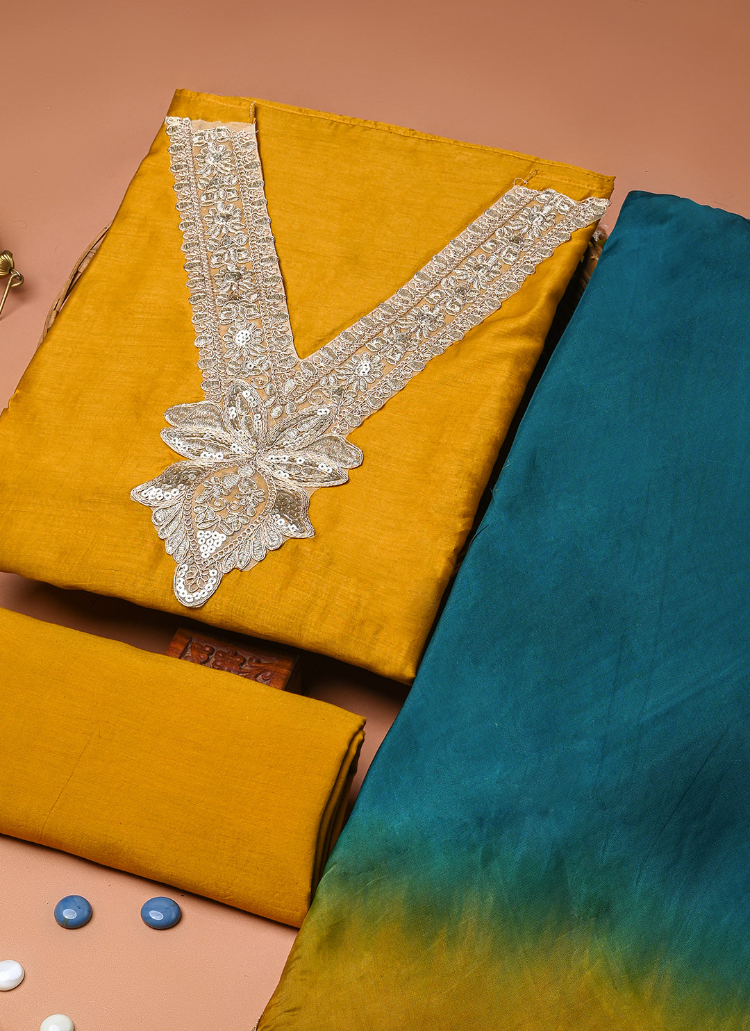 Zafrani noor chanderi suit set (BSSECH08)