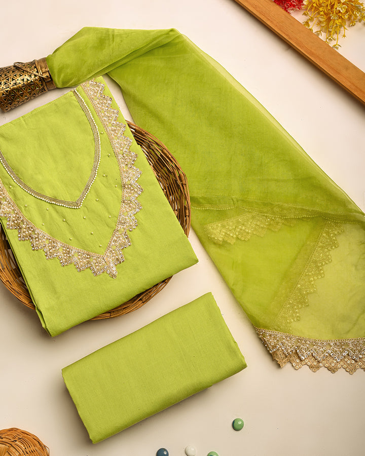 Pista Moti Unstitched Cotton Suit Set (BSSEC19)