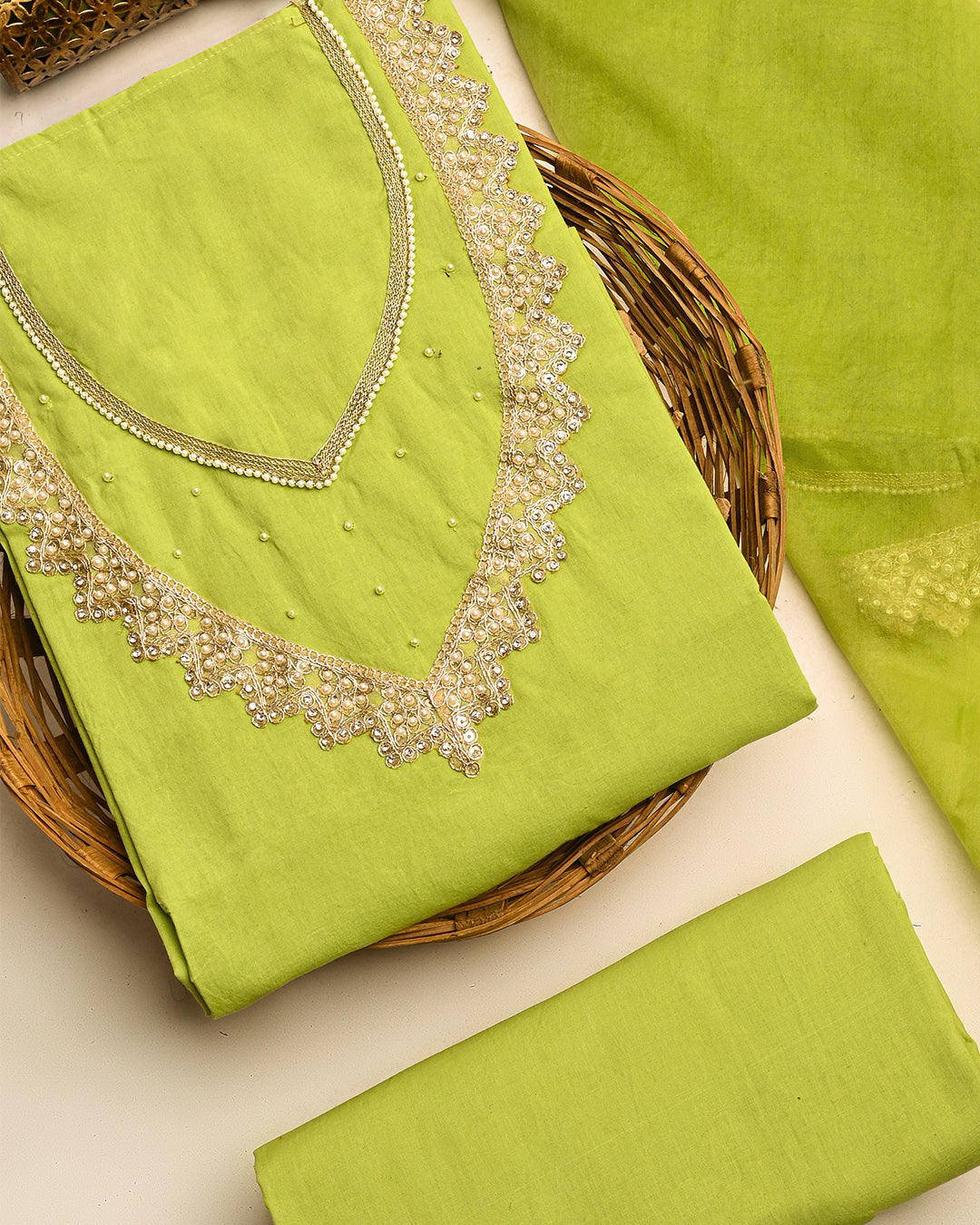 Pista Moti Unstitched Cotton Suit Set (BSSEC19)