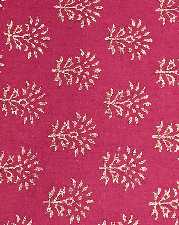 New Pink Hand Block Printed Cotton Suit With Organza Dupatta BSCOD36