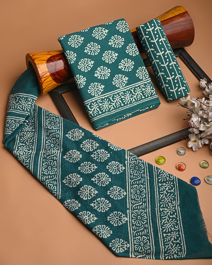 Tarditional Discharge Print Cotton Suit With Cotton Dupatta (BSCOTMU75)