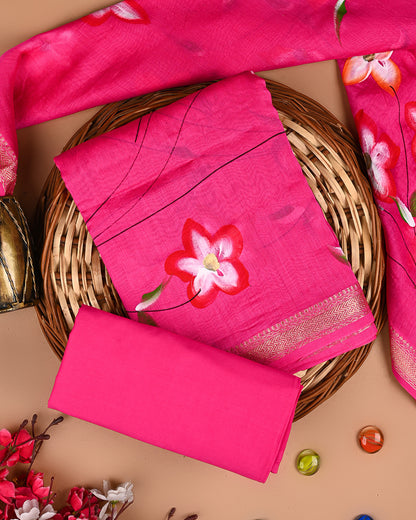 New Hand Painted  Maheshwari Silk Suit (BSMAHMA42)