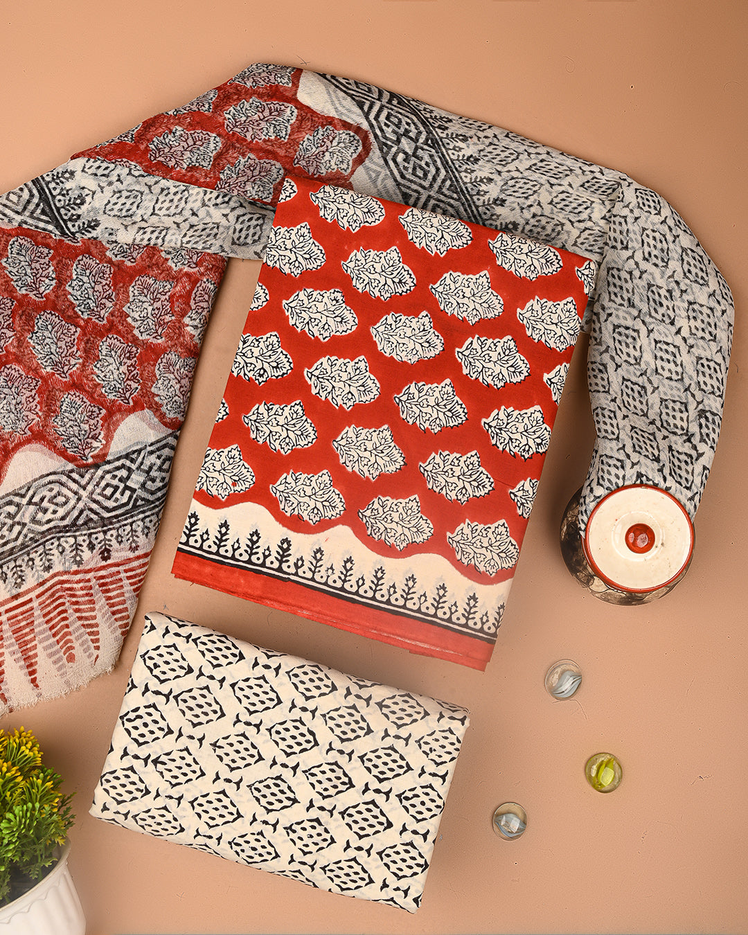Premium Sanganeri Printed Cotton Suit With Chiffon Dupatta (BSCOTCH88)