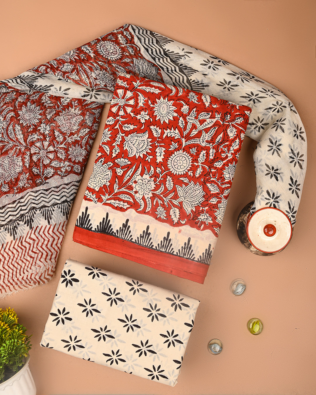 Premium Sanganeri Printed Cotton Suit With Chiffon Dupatta (BSCOTCH89)