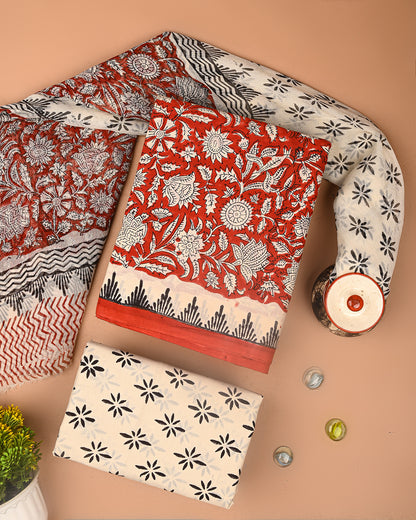 Premium Sanganeri Printed Cotton Suit With Chiffon Dupatta (BSCOTCH89)