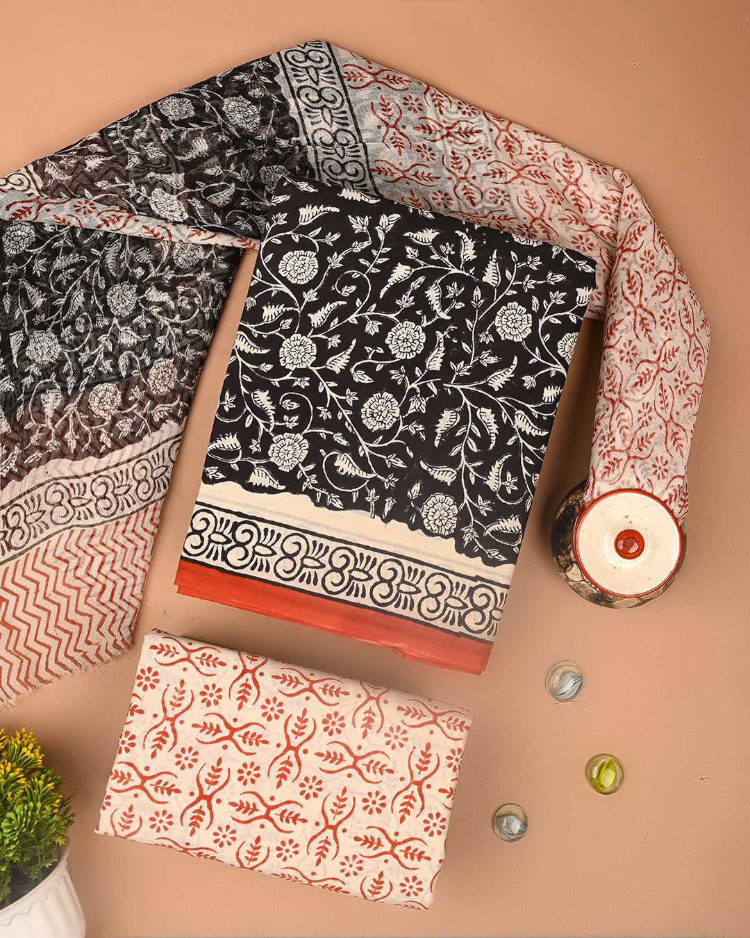 Premium Sanganeri Printed Cotton Suit With Chiffon Dupatta (BSCOTCH90)