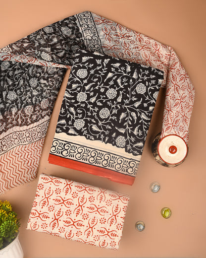 Premium Sanganeri Printed Cotton Suit With Chiffon Dupatta (BSCOTCH90)