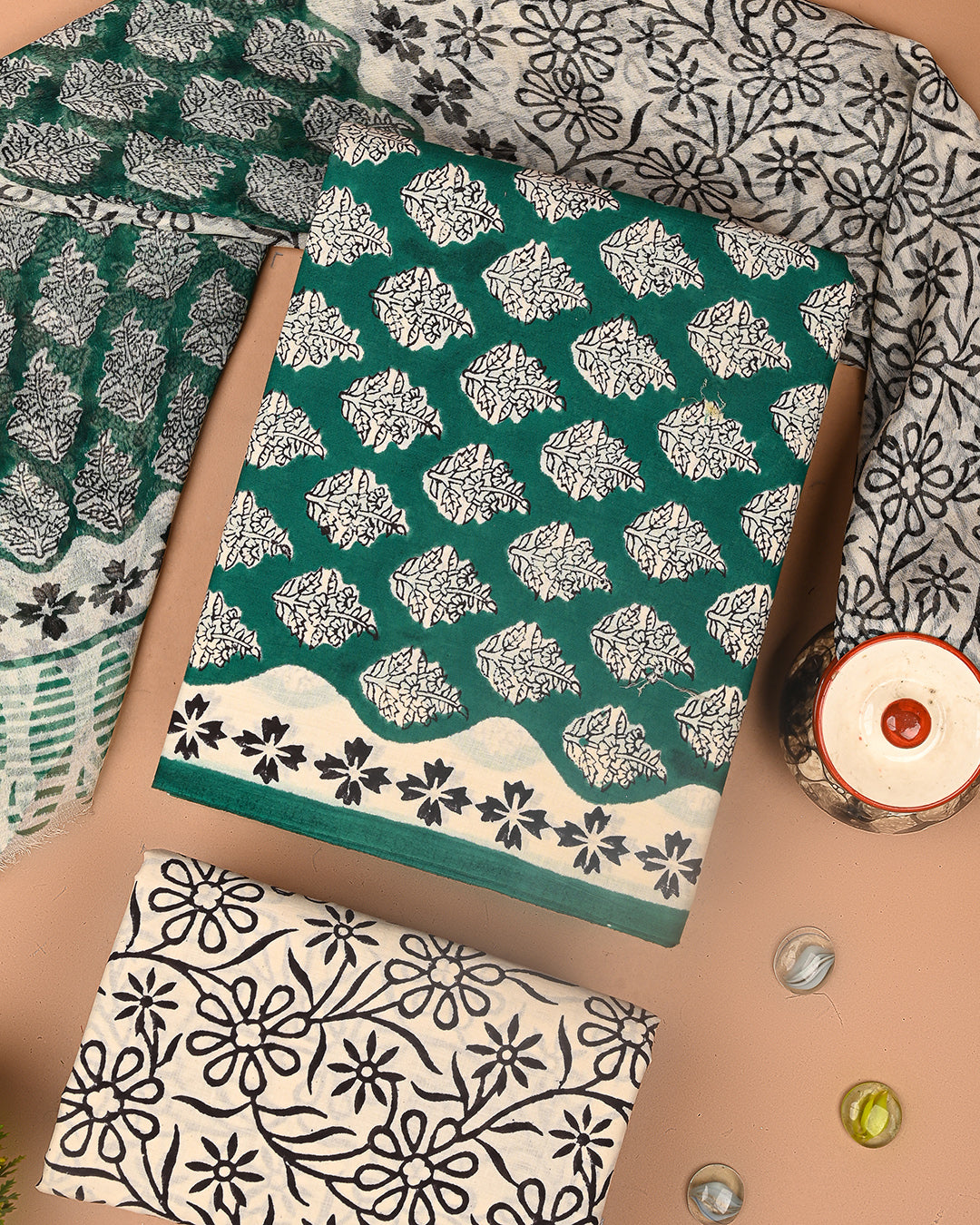 Premium Sanganeri Printed Cotton Suit With Chiffon Dupatta (BSCOTCH92)