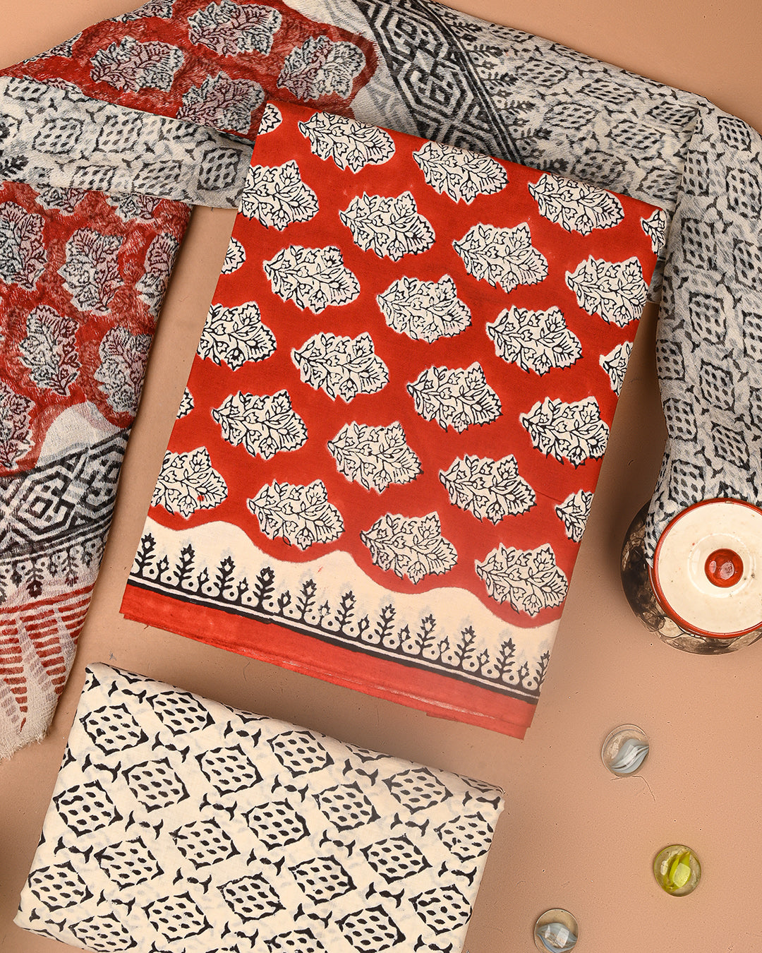 Premium Sanganeri Printed Cotton Suit With Chiffon Dupatta (BSCOTCH88)