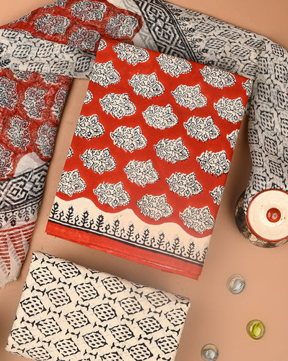 Premium Sanganeri Printed Cotton Suit With Chiffon Dupatta (BSCOTCH88)