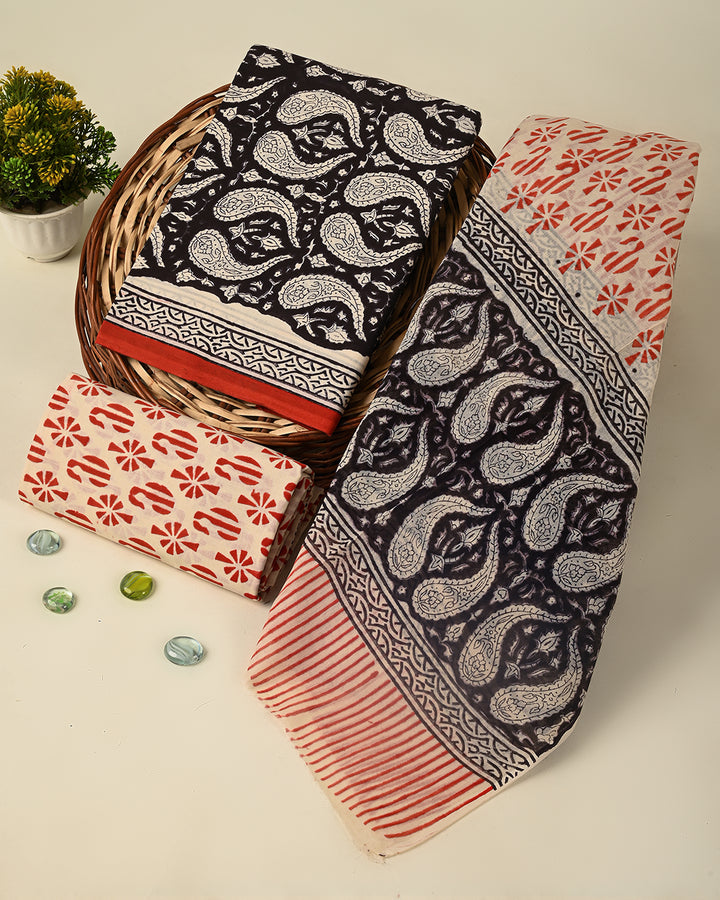 Premium  Sanganeri Printed  Cotton Suit With Cotton Dupatta (BSCOTMU103)