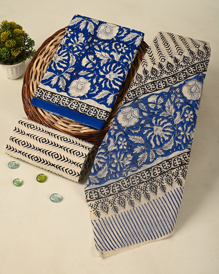 Premium  Sanganeri Printed  Cotton Suit With Cotton Dupatta (BSCOTMU92)