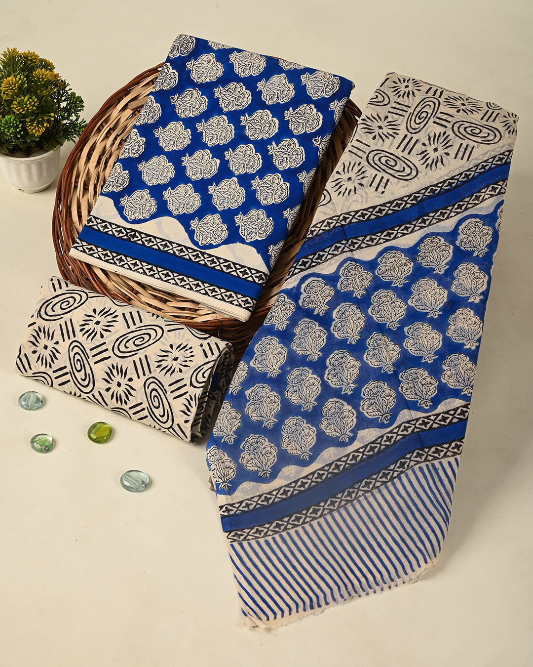 Elegant Sanganeri Printed  Cotton Suit With Cotton Dupatta (BSCOTMU93)