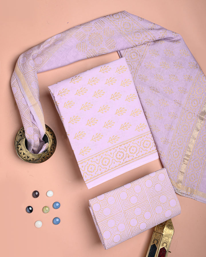 Hand Block Printed Cotton Suit With Chnaderi Dupatta BSCD04