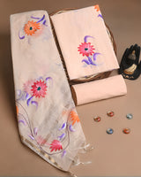 New Peach  Hand Block Printed Cotton Suit With Chnaderi Dupatta BSCD36