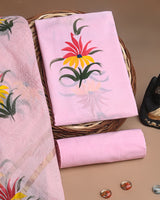 New Pink Hand Block Printed Cotton Suit With Chnaderi Dupatta BSCD38