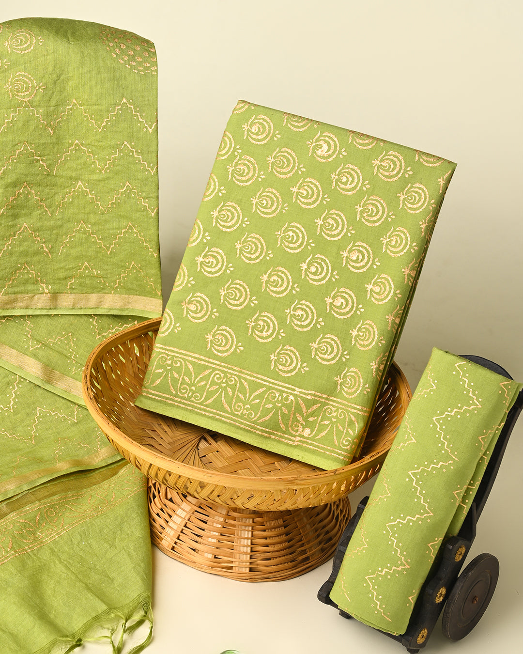 Hand Block Printed Cotton Suit With Chnaderi Dupatta BSCD01