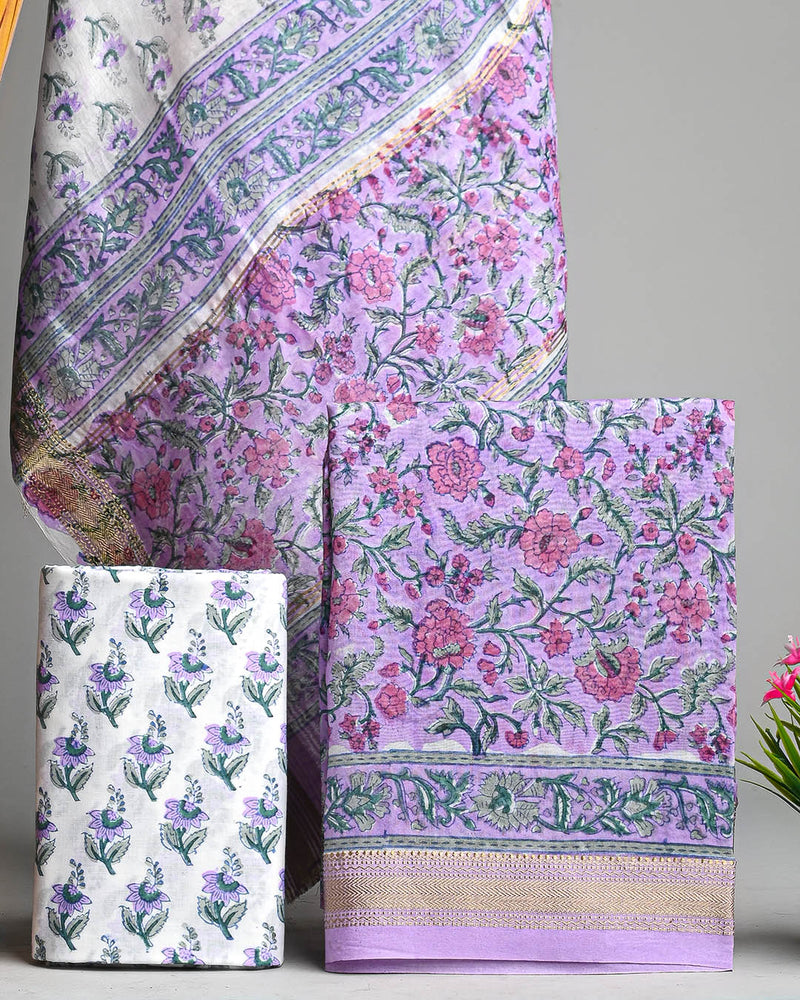 Premium Sanganeri Print Maheshwari Silk Suit Set (BSMH03)