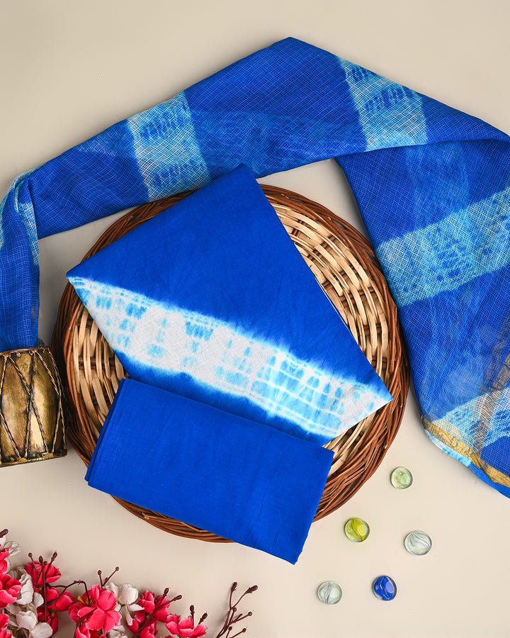 Exclusive Tie and Dye Print Cotton Suit With Kota Doria Dupatta(BSCOTKO82)