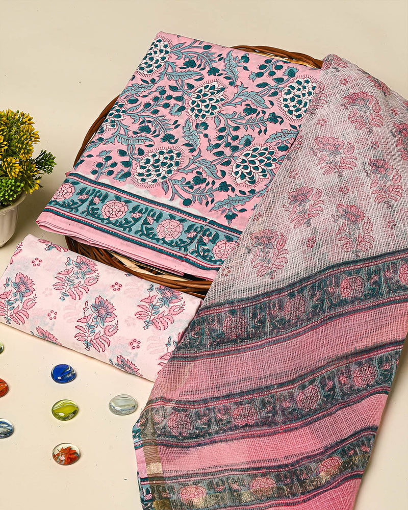 Exclusive Hand Block Print Cotton Suit With Kota Dupatta BSCOTKO06