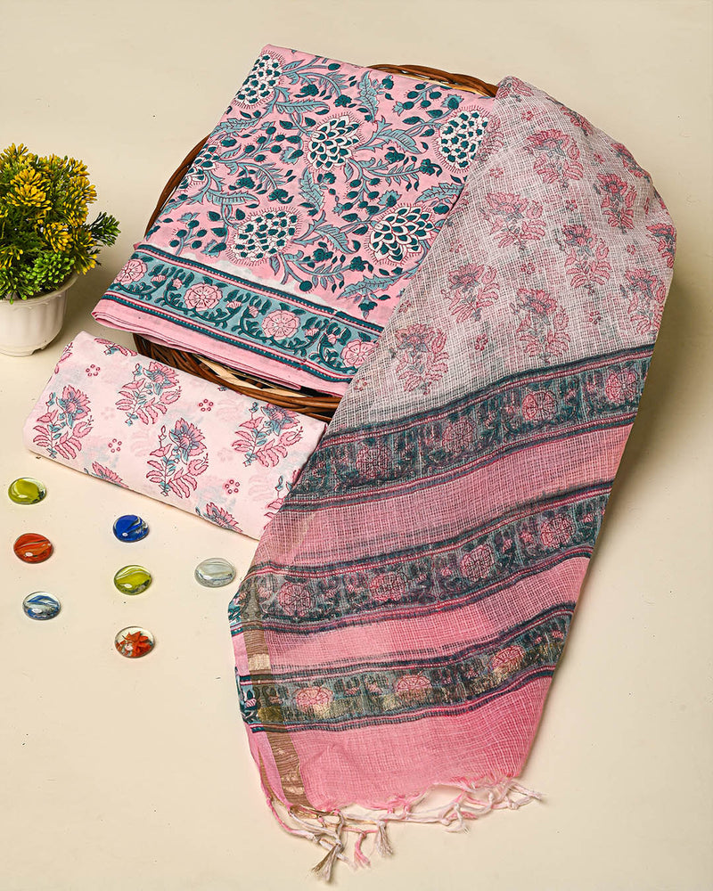 Exclusive Hand Block Print Cotton Suit With Kota Dupatta BSCOTKO06